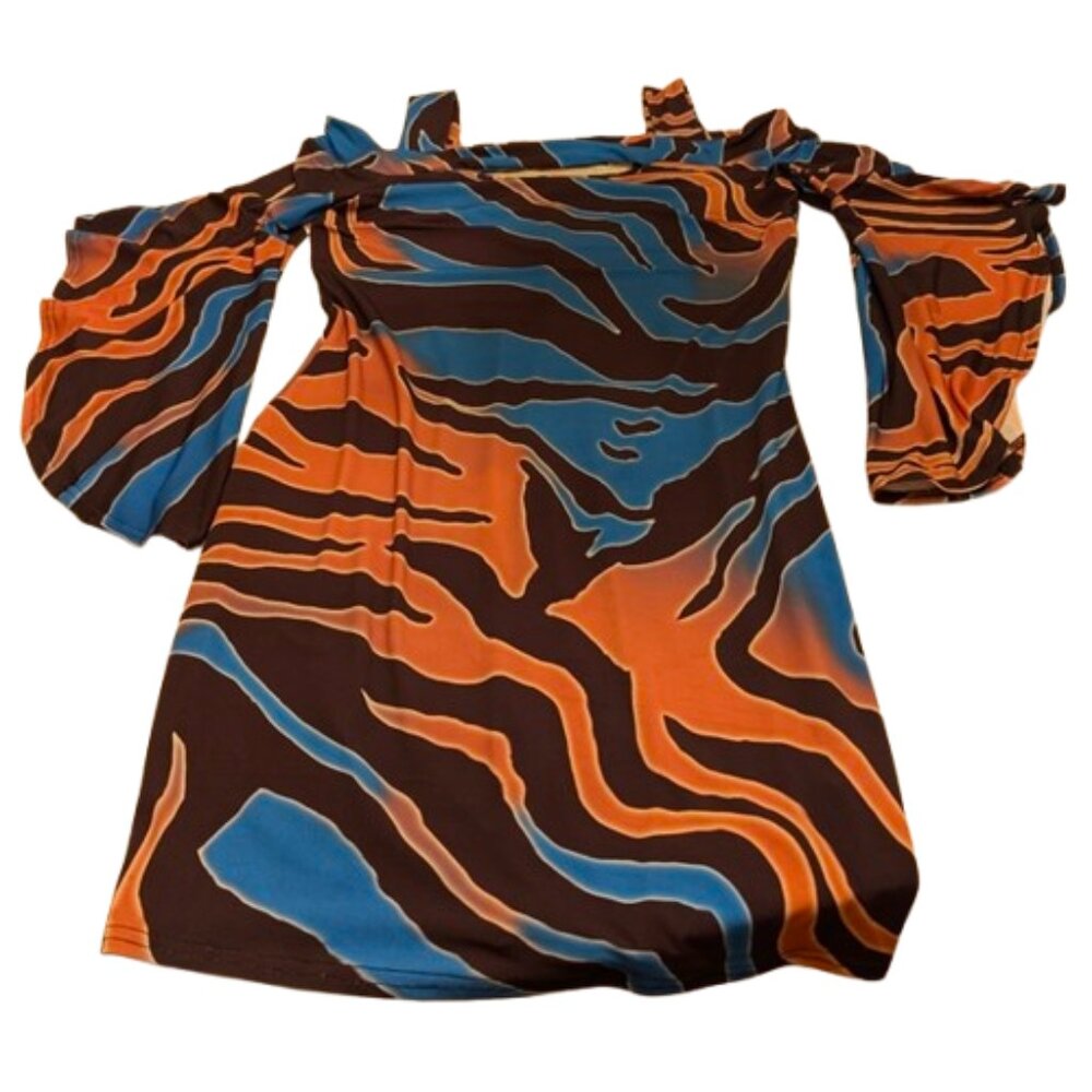 VENUS Orange and Blue Mini Dress